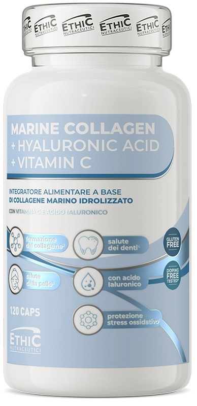 Es Italia Srl Brand Ethicsport Marine Collagen+Hyaluronic Acid+Vitamin C 120 Capsule - Immagine 3