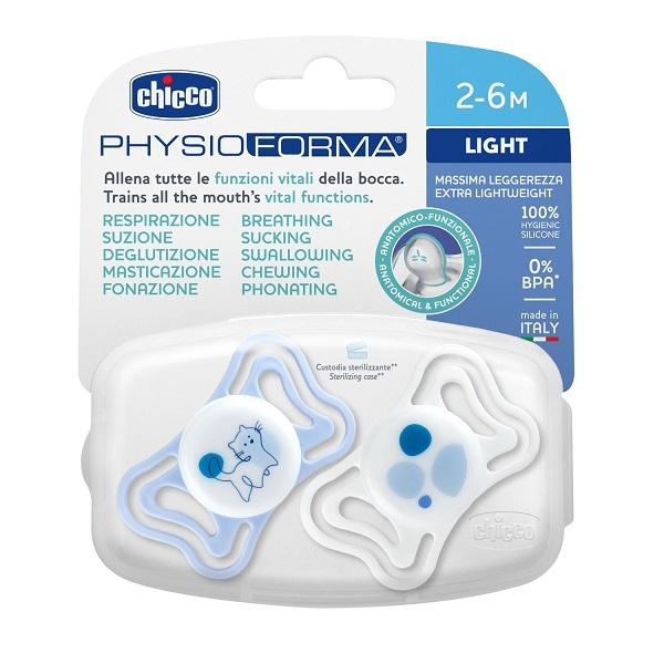 Chicco (Artsana Spa) Blu Chicco Succhietto Light Silicone 2 6 M 2 Pezzi - Immagine 4