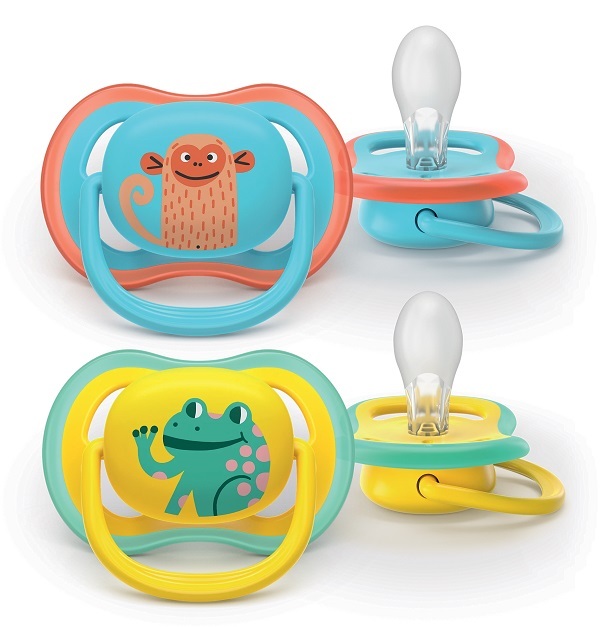 Avent Philips Succhietti Ultra Air +18M Azzurro Con Scimmia Giallo Con Rana 2 Pezzi - Immagine 3