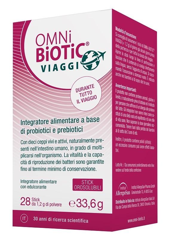 Institut Allergosan Gmbh Integratore Omni Biotic Viaggi Probiotici, 28 Stick - Immagine 4