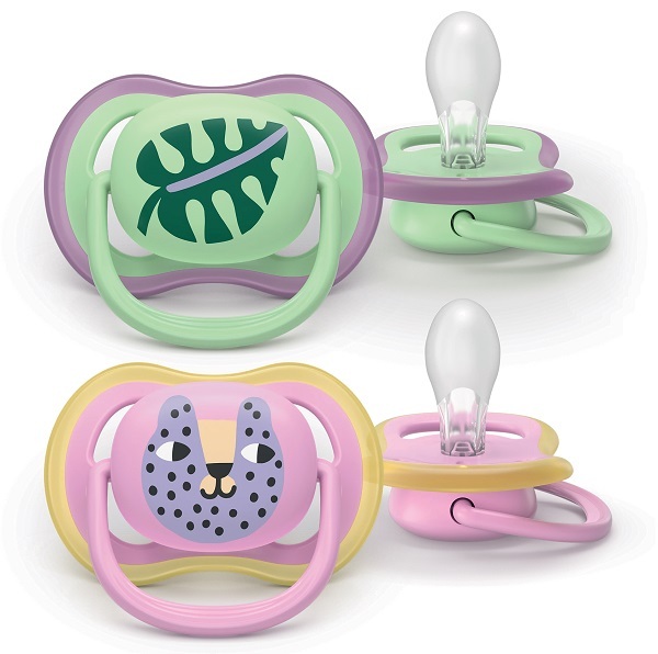 Succhietti Ultra Air 6-18m Foglia e Leopardo, a base vegetale - Set da 2 ciucci - Philips Avent - Immagine 5