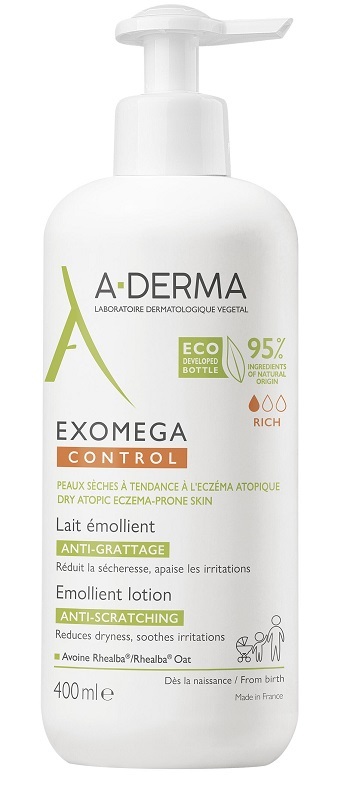 A-Derma Crema Lozione Corpo, Exomega Control Lozione Emolliente (Lozione Corpo, 400 Ml) - Immagine 7
