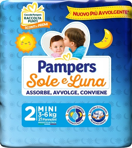 Pampers Sole E Luna Mini Pannolini Taglia 2 (3-6Kg) 21 Pezzi Taglia 2 (3-6Kg) - Immagine 6