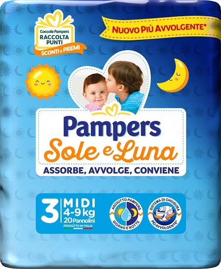 Pampers Sole E Luna Midi 3 4-9Kg 20 Pz Pannolini Bambino - Immagine 4