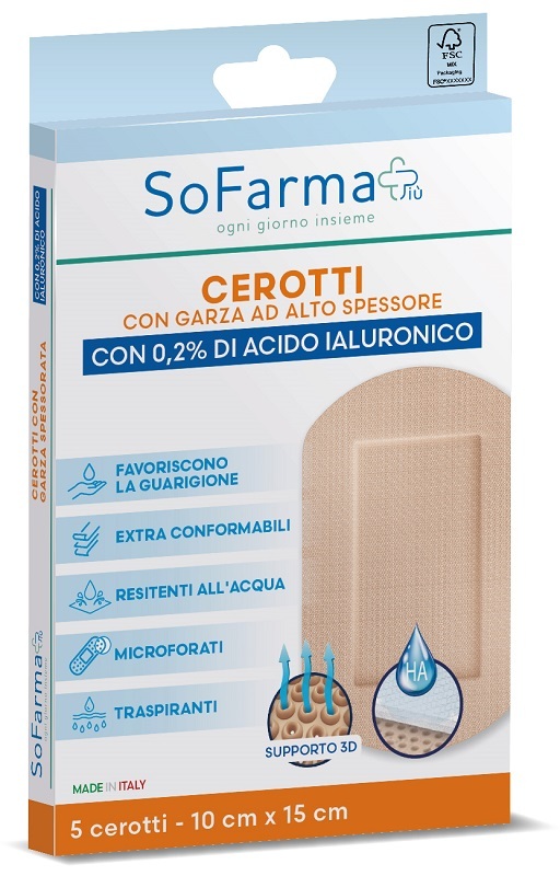 Cerotti Con Garza Ad Alto Spessore Con 0,2% Di Acido Ialuronico - 5 Medicazioni Da 7,5 x 5 cm - Immagine 5