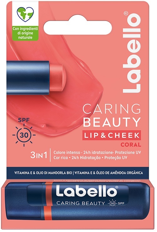 Labello Caring Beauty Lip & Cheek Coral Spf30 4.8 G, Burrocacao Labbra E Guance Colorato Corallo 4,8 G Protezione Per Le - Immagine 8