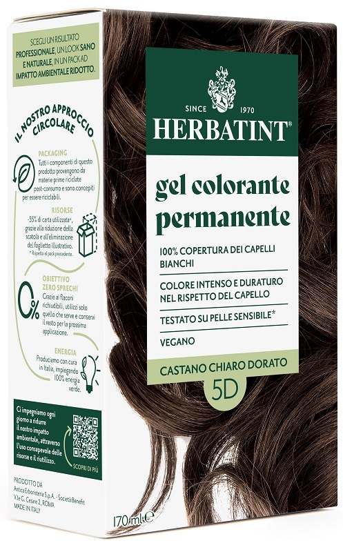 Herbatint Gel Colorante Permanente 5D Castano Chiaro Dorato 170 Ml Tintura - Immagine 7