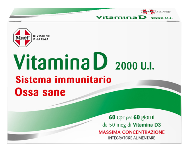 Matt Divisione Pharma Vitamina D 2000 U.I. Sistema Immunitario 60 compresse - - - Immagine 8