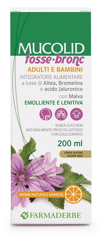 Farmaderbe Malva Mucolid Sciroppo Tosse E Vie Bronchiali Arancia 200 Ml - Immagine 3