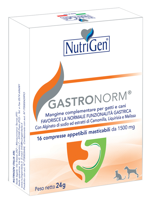 NUTRIGEN Gastronorm - Mangime complementare per gatti e cani per la funzione gastrointestinale 16 compresse - Immagine 3