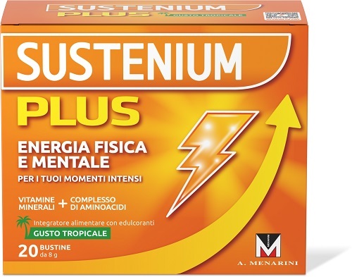 A.menarini Ind.farm.riun.srl Sustenium Plus Gusto Tropicale - Integratore Energizzante - 20 Buste - Immagine 3