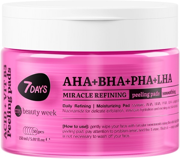 Pdmtobemaintained 7Days My Beauty Week Miracle Refining Peeling Pads For Face Aha + Bha Pha Lha 1 Pz Gocce Orali Bambino - Immagine 6