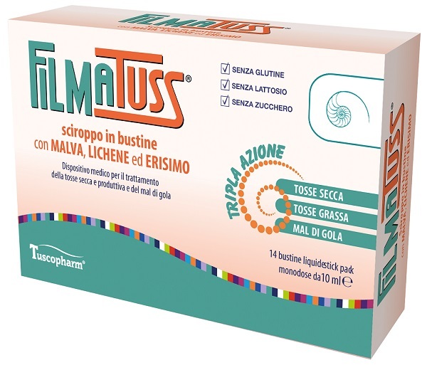 Tuscopharm Srl Malva Filmatuss Sciroppo Dispositivo Medico Tosse, 14 Bustine - Immagine 6