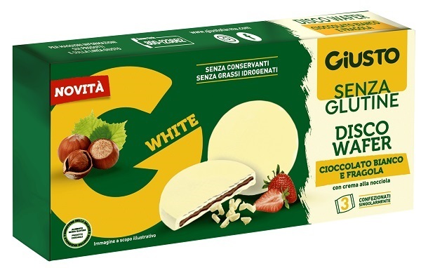 GIUSTO Disco Wafer Con Cioccolato Bianco e Fragola senza glutine 72 gr - Immagine 6
