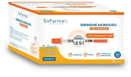 SIRINGA INSULINA 0,5ML 30PZ SF+ - Immagine 2