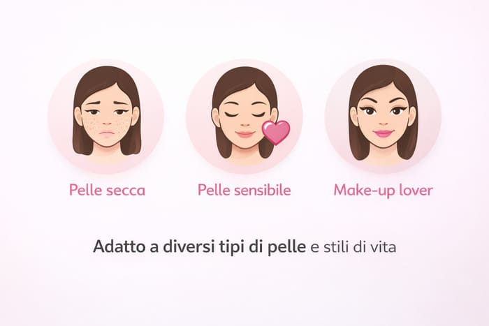 Tipi di pelle per cui &egrave; indicato olio denso di Veralab.